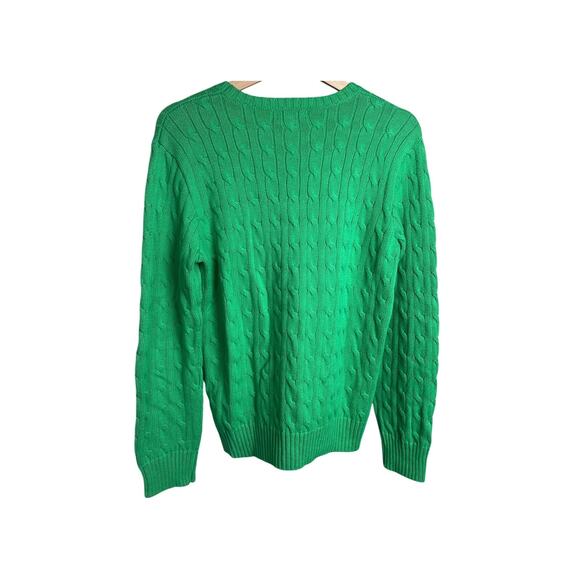 Polo Ralph Lauren 100% Cotton XL (20 Teen) Green Knit Sweater Pullover - Picture 2 of 6